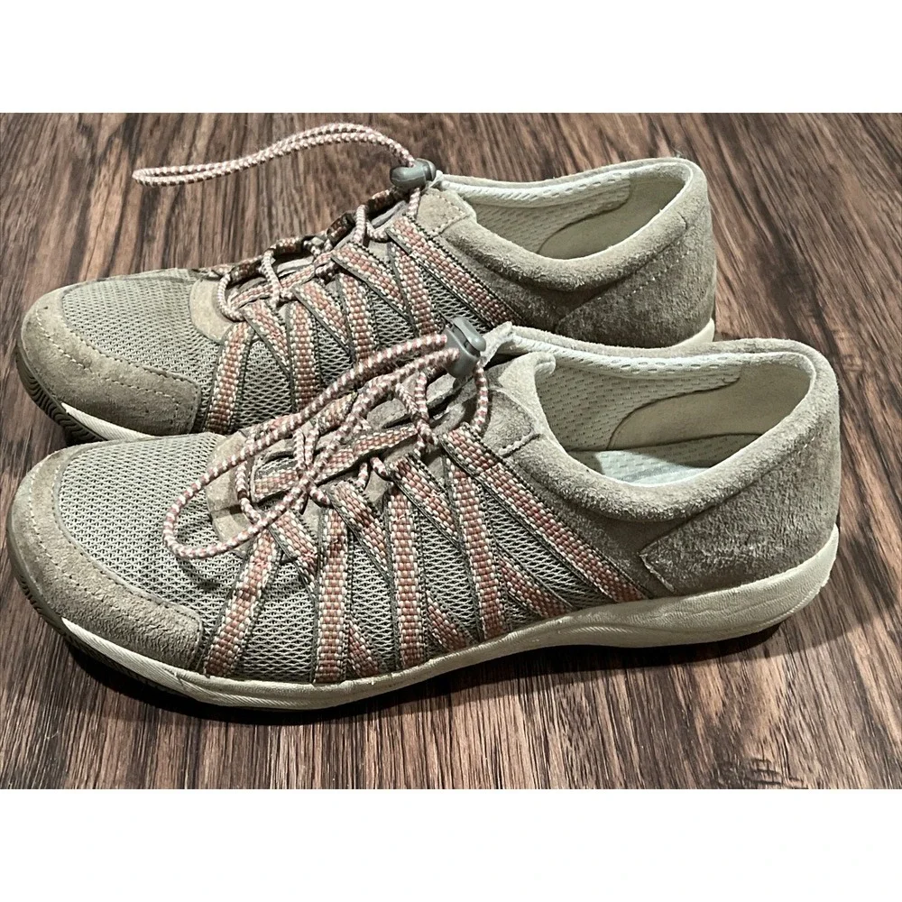 Dansko Honor Womens Sneakers Walking Shoes Suede Mesh Bungee Lace Up Tan 38